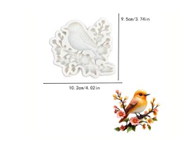 Molde silicona pajarito gorrion en la rama 